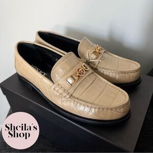 NIB Versace Medusa ’95 Croc-Embossed Leather Loafers Women’s Size 37